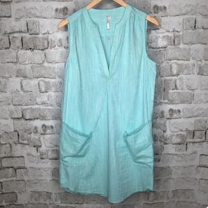 Seafolly Women's Size XS Dress Pockets Shift Swim Coverup Sleeveless Pastel Blue